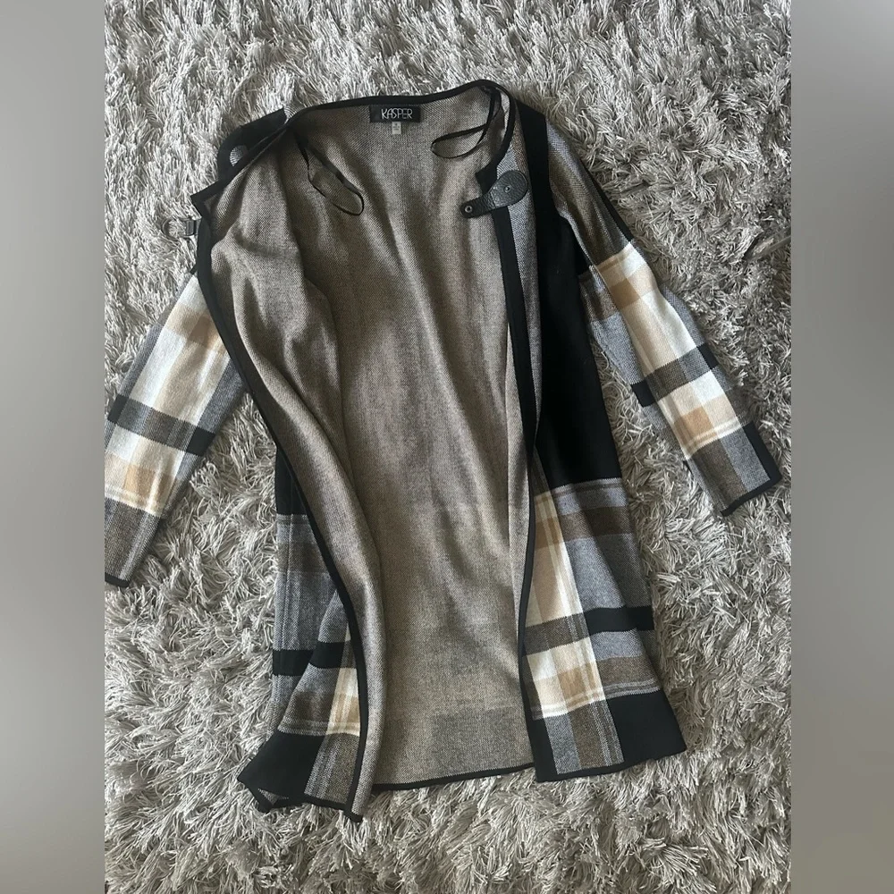Plaid Open Front Cardigan - Picture 3 of 7